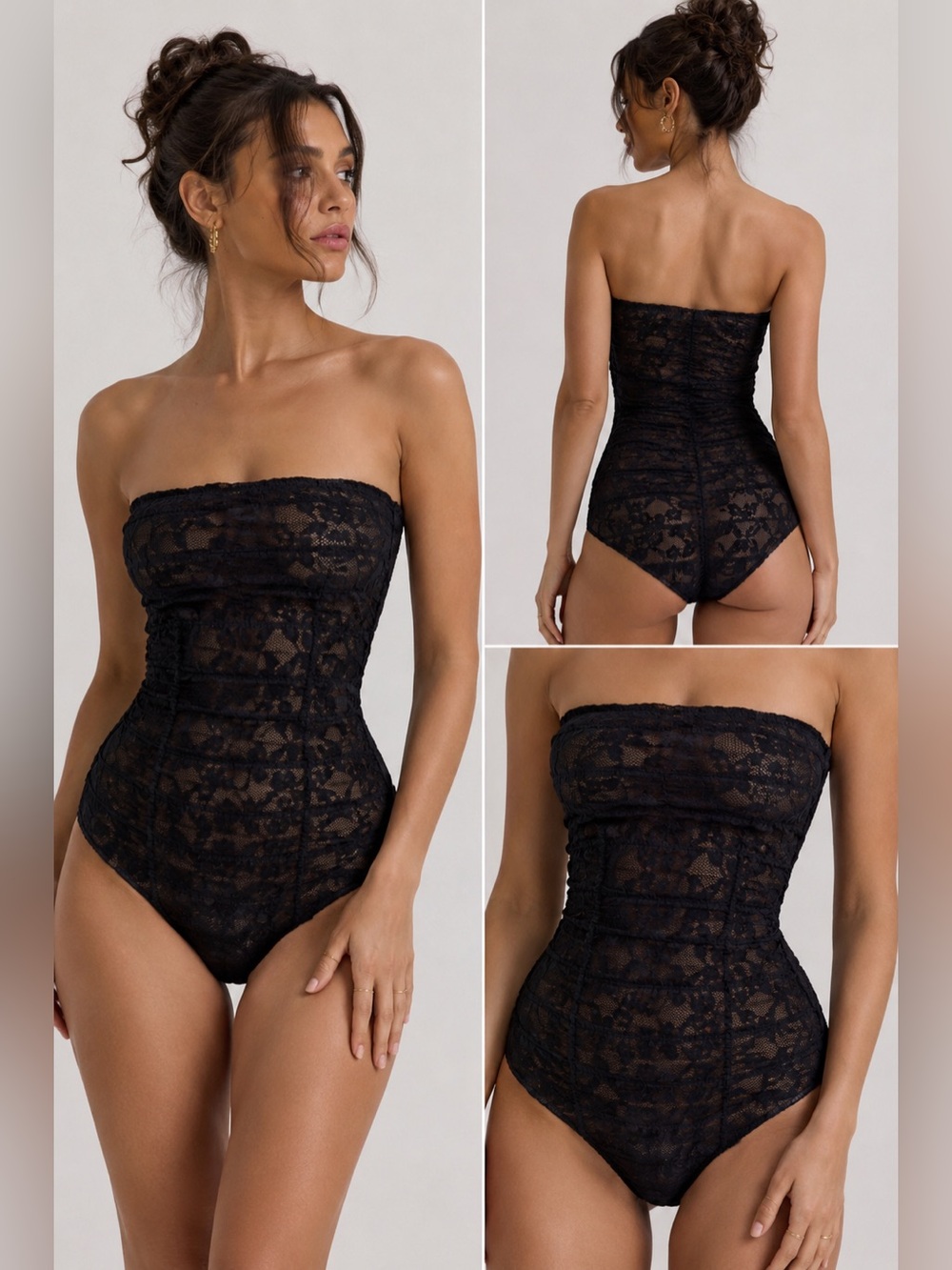 black lace tube top bodysuit | M-L